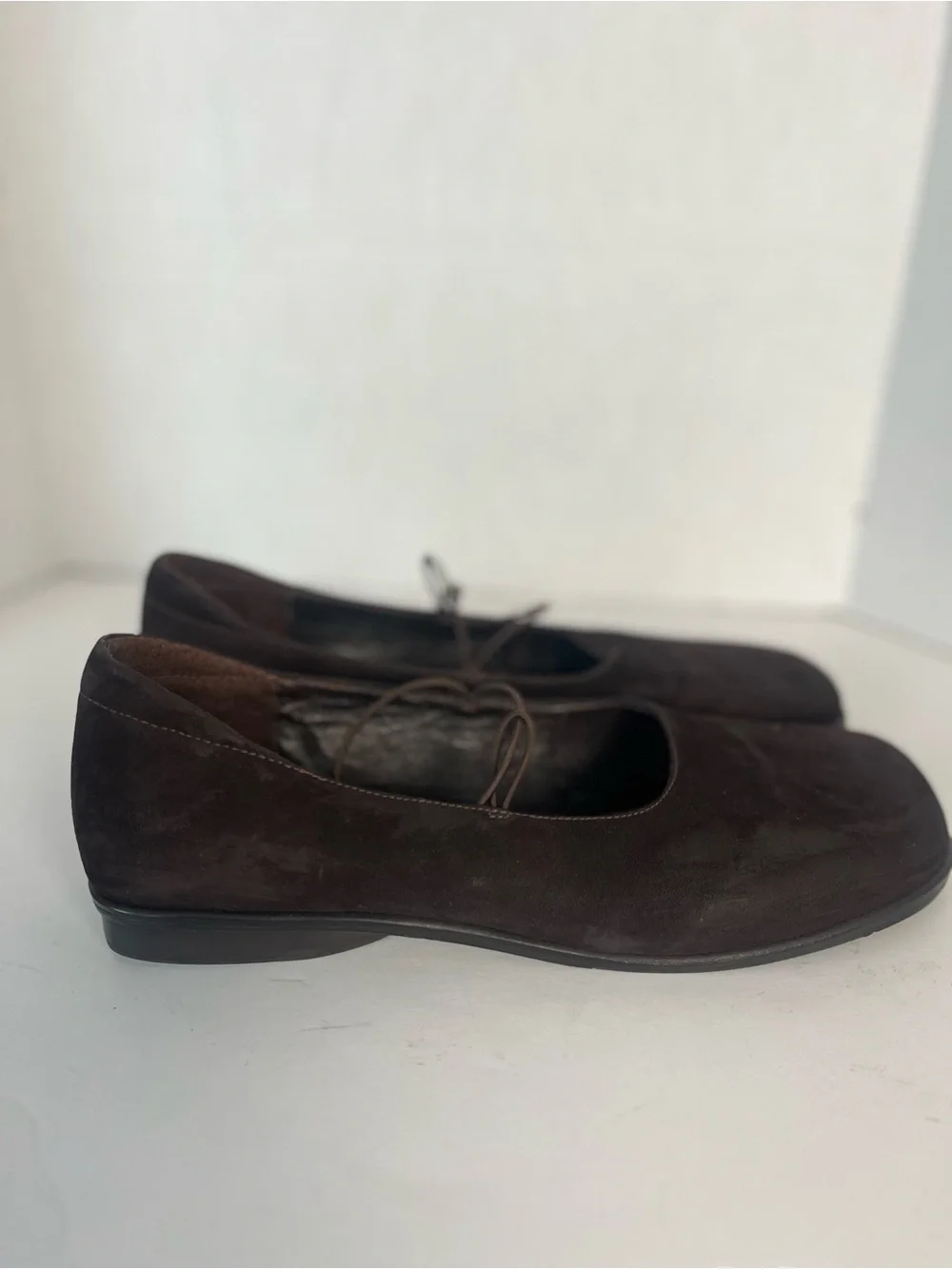 J Jill Brown Suede Ballet Flat Size 11 Chocolate Brown Square Toe Slip On Preppy